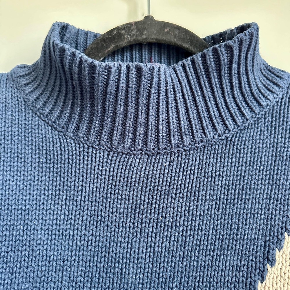 Victor Alfaro Collective Sweater Womens Small Navy Mock Neck Diagonal Stripe - Picture 4 of 10
